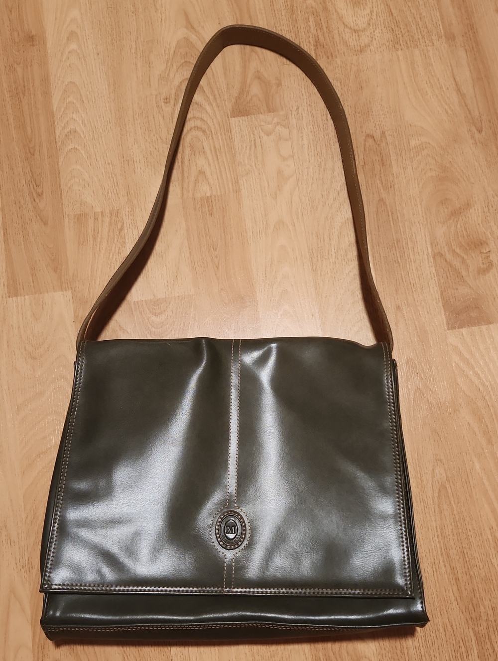 Mondani Green Leather Shoulder Messenger Bag